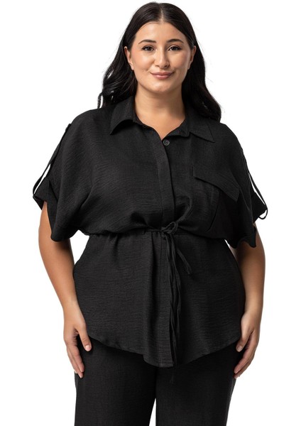 Büyük Beden Yarım Kol Gömlek Pantolon Siyah Ikili Takım fiyatları