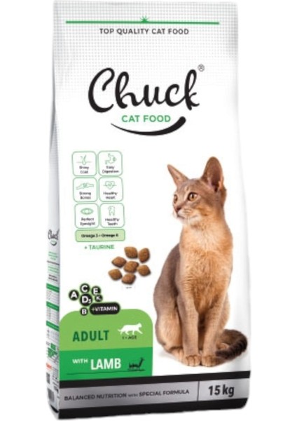 Kuzu Etli Yetişkin Kedi Maması 15 kg Chuck 15 kg Kuzu Etli Kuru Kedi Maması