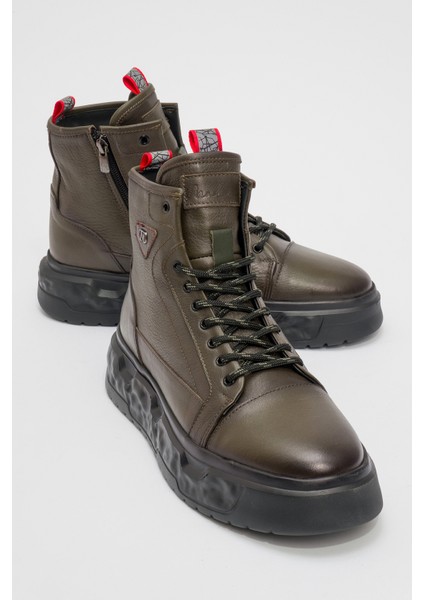 Erkek Kalın Taban Comfort Casual Bot Gerçek Deri Mc 20268 Haki fiyatları