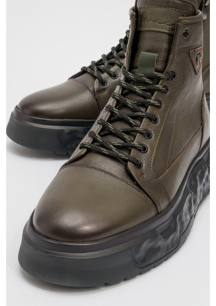 Erkek Kalın Taban Comfort Casual Bot Gerçek Deri Mc 20268 Haki modelleri
