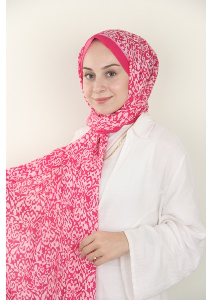 Koyu Fuşya Silk Home Kelebek Desenli Soft Şal