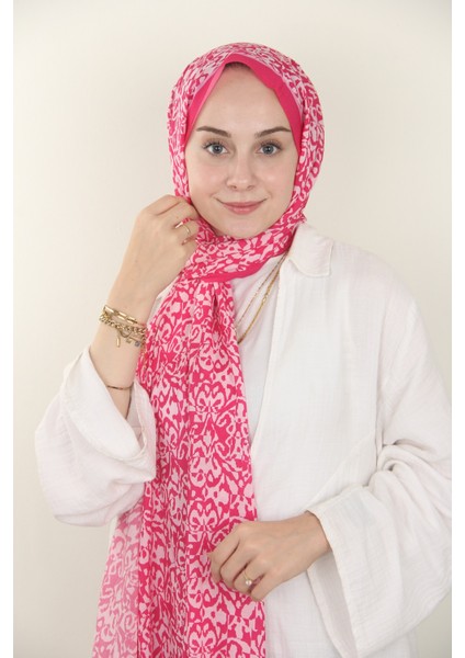Koyu Fuşya Silk Home Kelebek Desenli Soft Şal