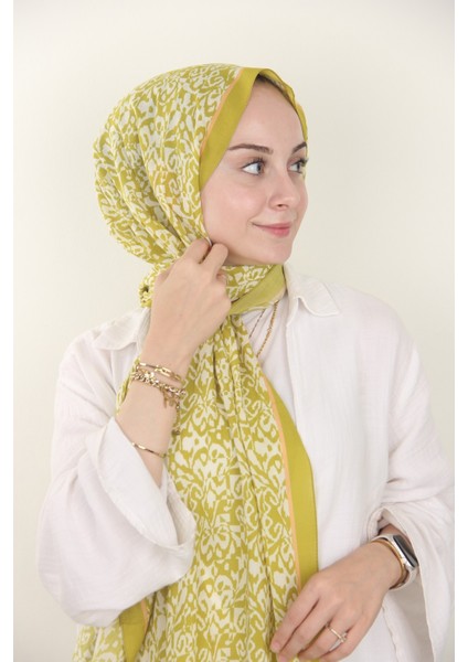 Yağ Yeşili Silk Home Kelebek Desenli Soft Şal