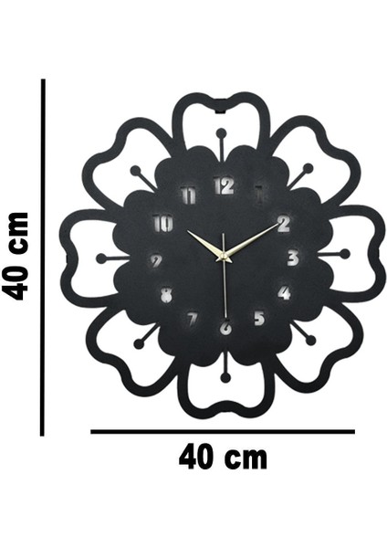 Modern siyah metal lazer kesim duvar saati, 40x40 cm, şık ve sessiz mekanizmalı fırsatları