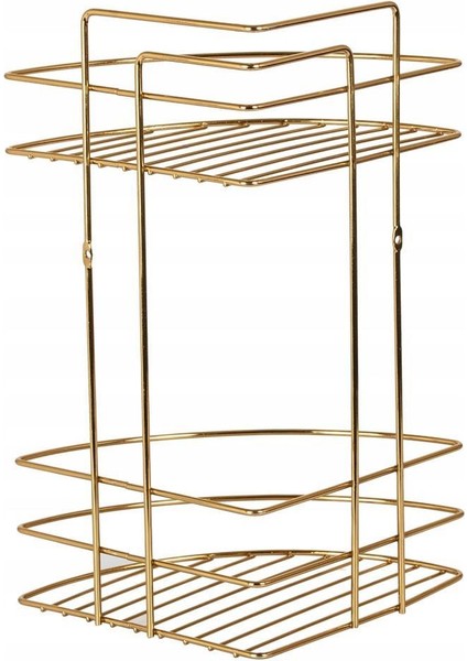 Tiesa Home Metal 2 Katlı Gold Banyo Köşeliği Şampuanlık Organizer