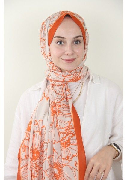 Kiremit Silk Home Yaprak Desen Viskon Şal