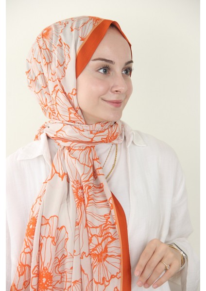 Kiremit Silk Home Yaprak Desen Viskon Şal modelleri