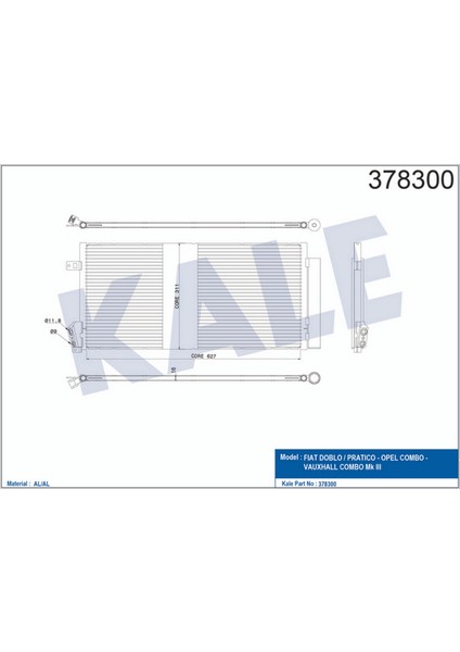 Klima Radyatörü Kurutuculu [ Fiat Doblo 2010- Opel Combo 2012- 1.3 Dmtj/1.6 Dmtj/2.0 Dmtj 669X293X16MM ] 13