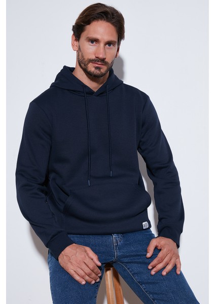 Slim Fit Kapüşonlu Kanguru Cepli Içi Tüylü Yumuşak Şardonlu Sweat Erkek Sweat 5905281