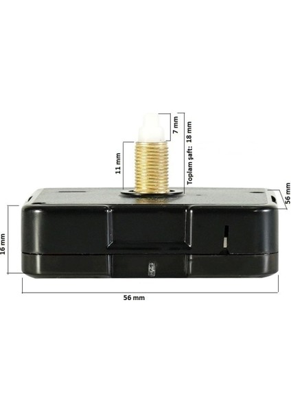 Uzun Şaft Akar Sessiz Saat Mekanizması Askılı 22 mm