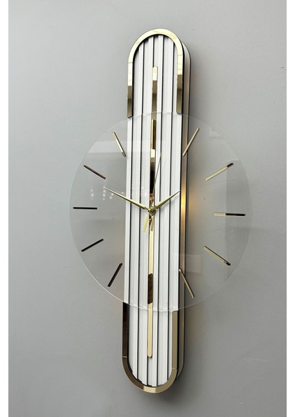 Modern tasarımlı, aynalı, pilli LED saat, 65x15 cm, beyaz ve altın renk seçenekleri fırsatları