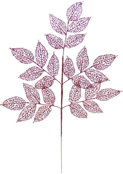 Yapay Simli Dantel Yaprak Kırmızı 86 Cm