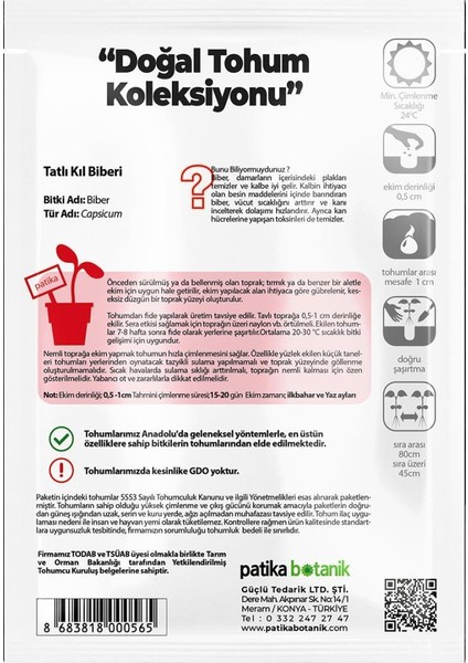 150 Adet Yerli Ata Tatlı Kıl Biber Tohumu modelleri