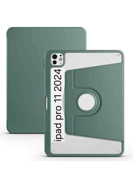 Apple Ipad Pro 11INÇ M4 2024 Için Kalem Bölmeli 360 Dönebilen Case A2836 A2837 A3006