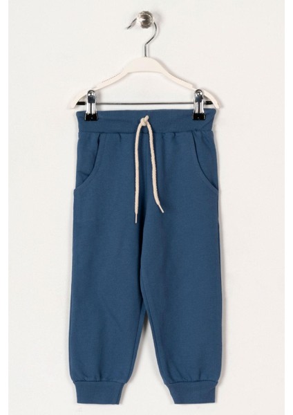 Bel Paca Lastikli Indigo Renk Erkek Çocuk Esofman Tek Alt