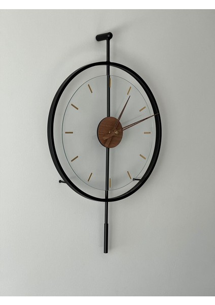 Siyah Metal Duvar Saati, Geometrik Tasarım, 45x70 cm, Şık ve Modern Dekorasyon Parçası