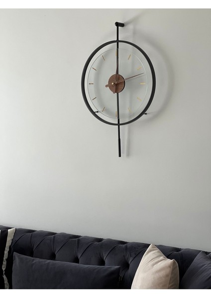 Siyah Metal Duvar Saati, Geometrik Tasarım, 45x70 cm, Şık ve Modern Dekorasyon Parçası