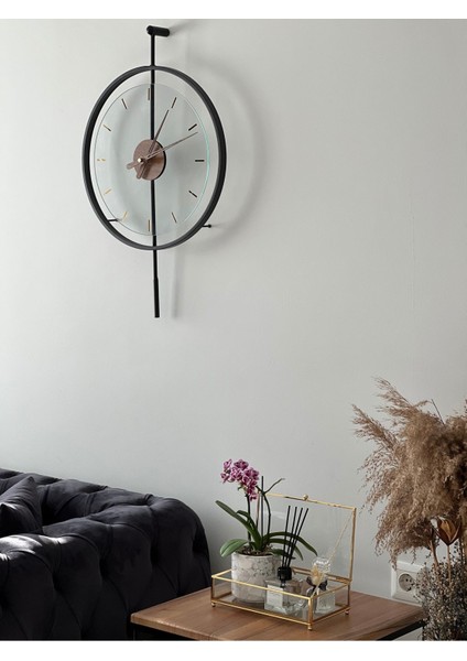 Siyah Metal Duvar Saati, Geometrik Tasarım, 45x70 cm, Şık ve Modern Dekorasyon Parçası