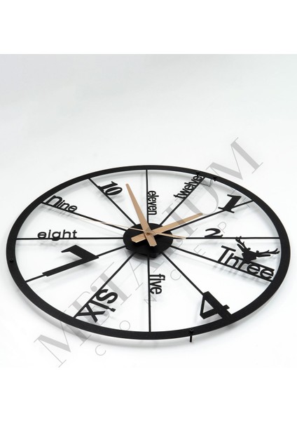 Modern, sessiz, siyah metal duvar saati 60x60cm, şık ve sade tasarım. modelleri