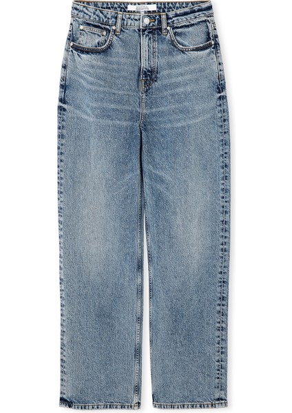 Hotfix Baskılı Wide Leg Fit Jean Pantolon