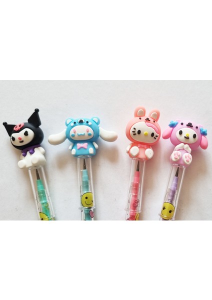 4 Adet 4 Renk Kuromi Emoji Karakterleri Geçmeli Dmnc Yumurtlayan Kurşun Kalem modelleri