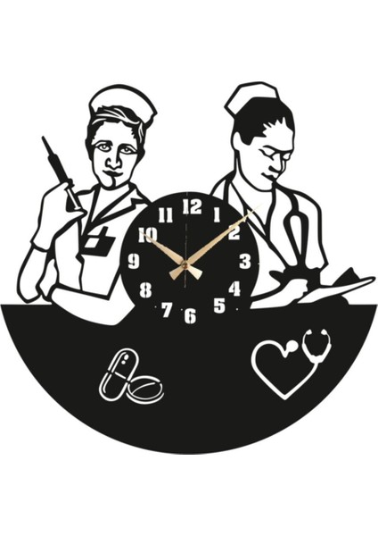 Modern siyah-beyaz duvar saati, hemşirelere özel, lazer kesim, 49x49 cm fiyatları