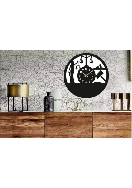 Modern ahşap duvar saati, siyah-beyaz, 30x30, avukatlara özel dekoratif saat