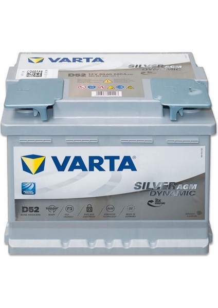Silver Dynamic D52 Start-Stop Agm 12 V 60 Ah 680 A(En) Akü
