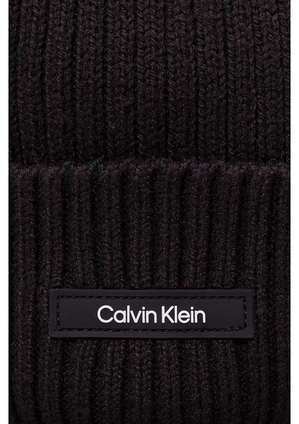 Calvin Klein Logolu Pamuklu Yivli Dokulu Bere K50K512362BEH Erkek Bere K50K512362 Beh