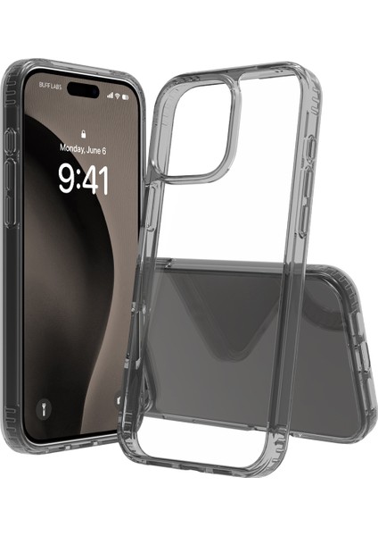 Buff Apple iPhone 16 Pro Max Air Hybrid Şeffaf Kılıf Smoke Black