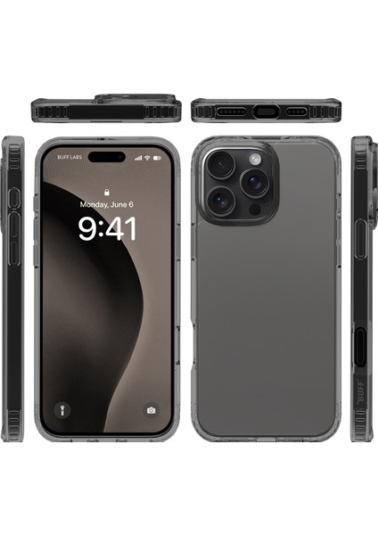 Buff Apple iPhone 16 Pro Max Air Hybrid Şeffaf Kılıf Smoke Black indirimleri