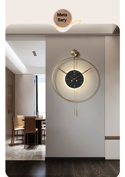 Xxl Timelles 75X105 cm - Gold Metal-Siyah Göbek (Quartz Mekanizmalı ) , Metal Duvar Saati
