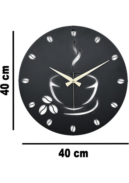 Modern metal duvar saati, lazer kesim, sessiz mekanizma, 40x40 cm, siyah renk fırsatları