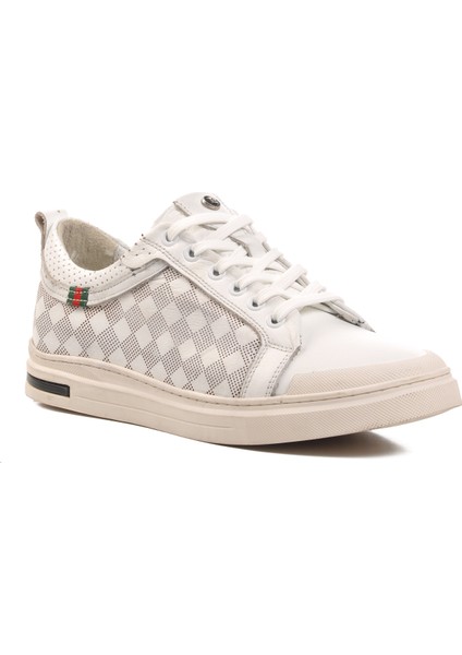 10206 Beyaz Bağcıklı Deri Erkek Sneaker modelleri