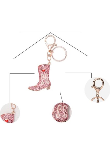 Kristal Taşlı Kadın Çizme Anahtarlık Pembe No.1 modelleri