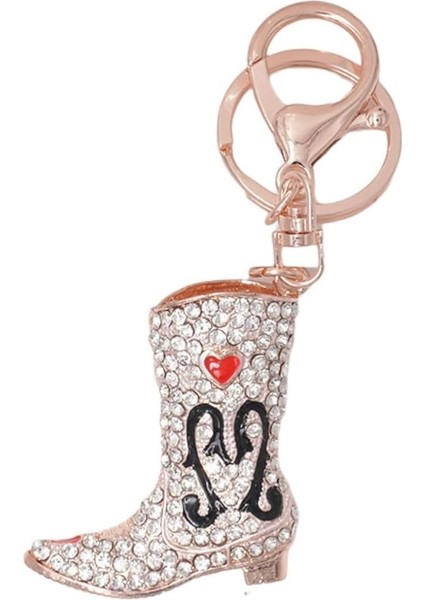 Kristal Taşlı Kadın Çizme Anahtarlık Beyaz No.3