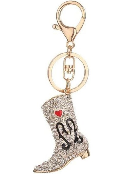 Kristal Taşlı Kadın Çizme Anahtarlık Beyaz No.3 fiyatları