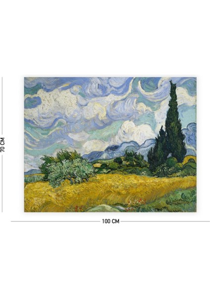 Yeşil Van Gogh Selvi Ağacı Duvar Halısı 70x140 cm, Dikdörtgen, Şık ve Canlı Tasarım