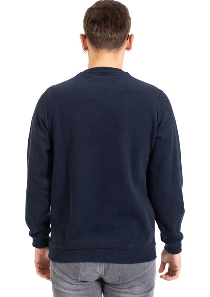 Erkek Klasik Regular Kalıp Pamuklu Selanik Yuvarlak Yaka Sweatshirt 1111-LACIVERT fırsatları