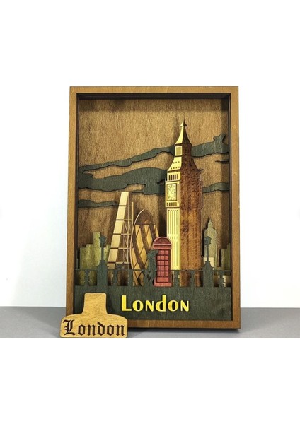 Ahşap Mdf Çok Katmanlı Londra Dekoratif Tablo