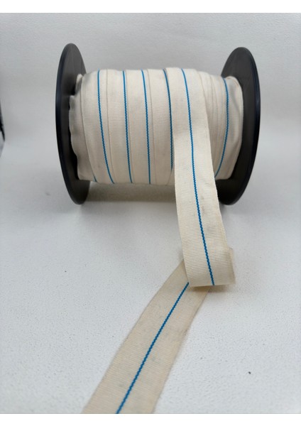 3 cm Çizgili Grogren Şerit- (Ekru/mavi)-5 Metre fırsatları