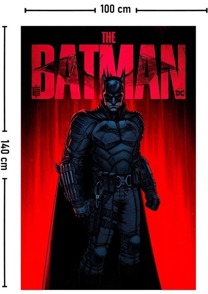 Mavi Batman temalı duvar örtüsü ve halısı, 140x100 cm, dikdörtgen, şık dekorasyon.