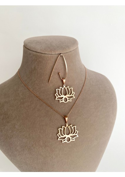 925 Ayar Gümüş Ada Lotus Küpe - Orta Boy-Rose modelleri