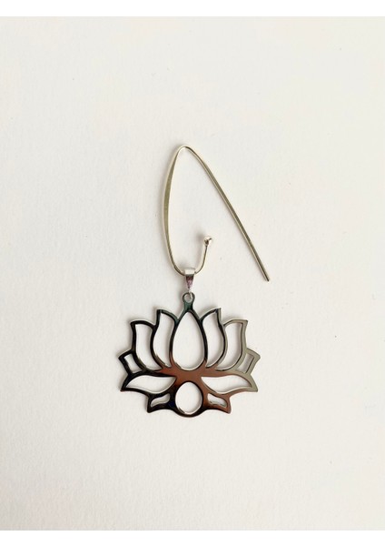 925 Ayar Gümüş Ada Lotus Küpe - Orijinal Boy- Silver