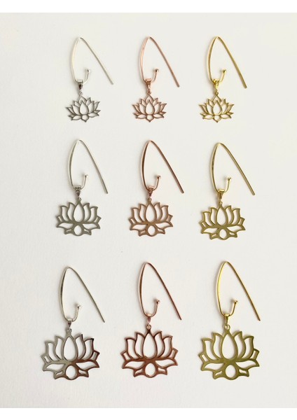 925 Ayar Gümüş Ada Lotus Küpe - Orijinal Boy- Silver