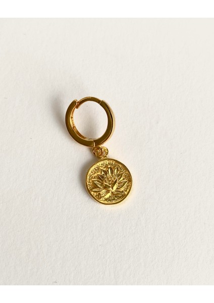 925 Ayar Gümüş Mini Lotus Tek Küpe