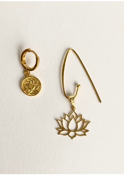 925 Ayar Gümüş Mini Lotus Tek Küpe