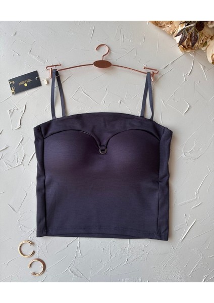 Chole Ithal Pamuklu Göğsü Cut-Out Halka Detaylı Ince Askılı Büstiyer/crop fiyatları