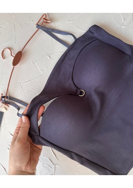 Chole Ithal Pamuklu Göğsü Cut-Out Halka Detaylı Ince Askılı Büstiyer/crop fırsatları