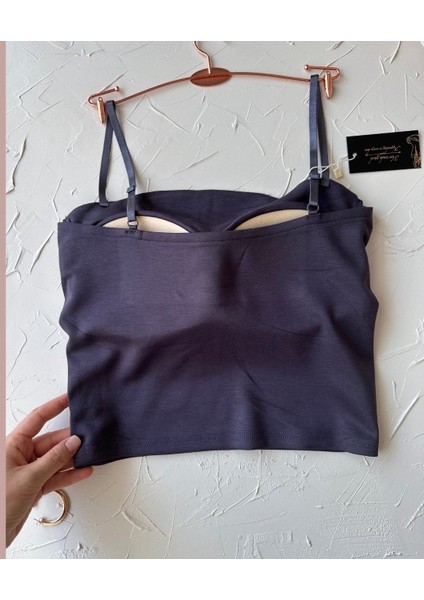 Chole Ithal Pamuklu Göğsü Cut-Out Halka Detaylı Ince Askılı Büstiyer/crop indirimleri